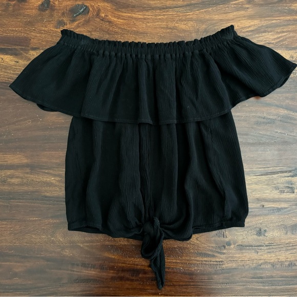 Express Tops - Express Brand Off-The-Shoulder Tie Front Top